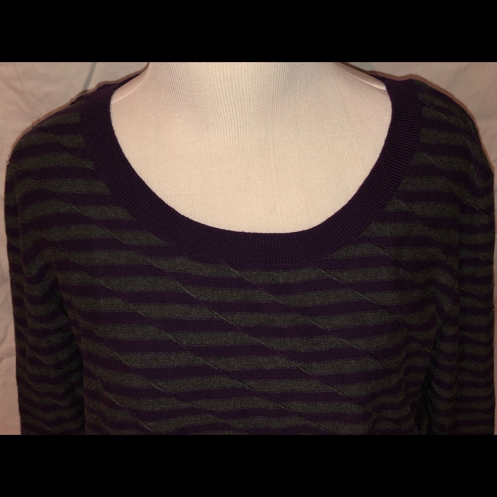 Purple and beige striped sweater. Great condition.